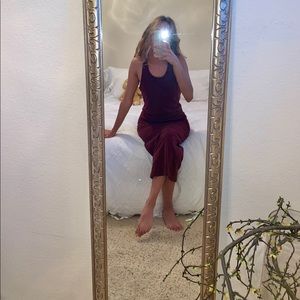 Burgundy maxi/midi ruched dress